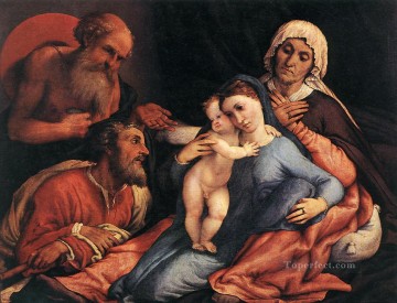  Saints Canvas - Madonna and Child with Saints 1534 Renaissance Lorenzo Lotto
